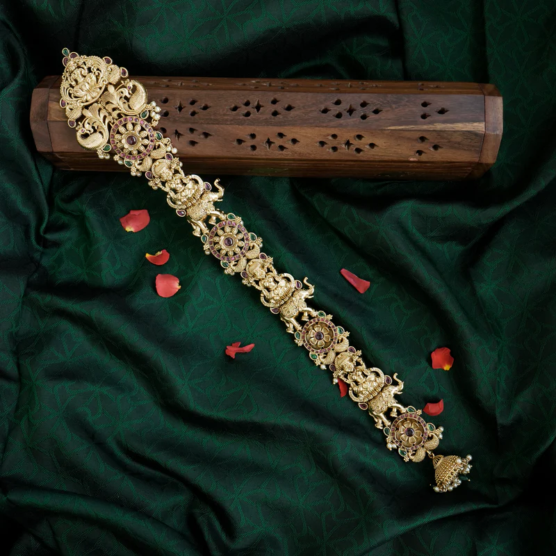 Antique Gold Nagas Gajalakshmi Kemp Bridal Jada Billa